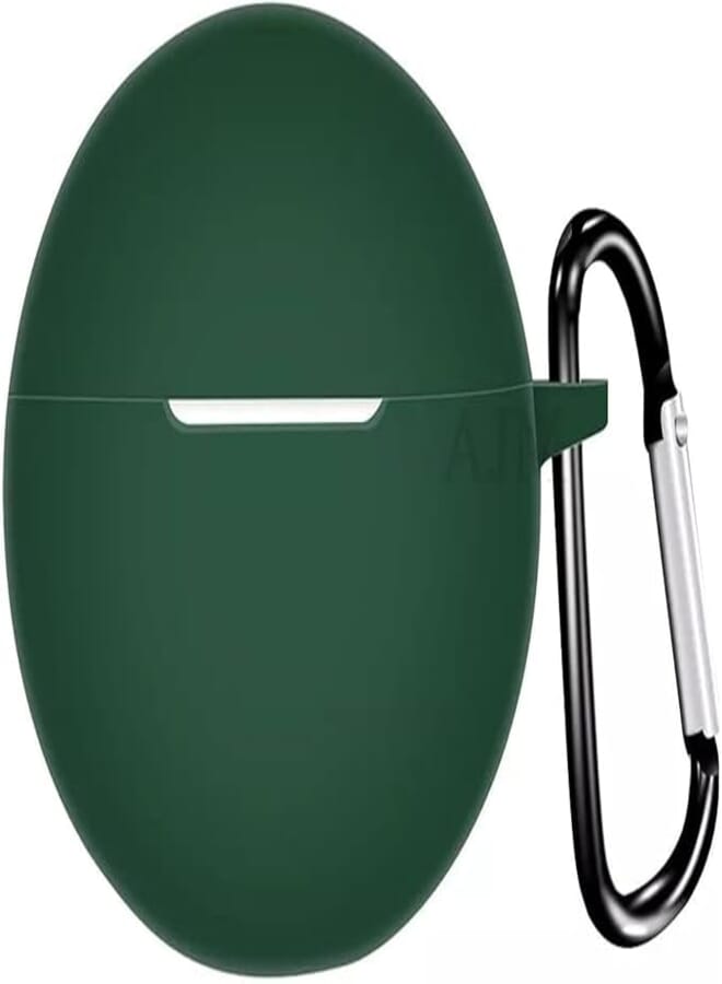 AJM 360 Protection Shockproof Design Soft Rubberised Case with Keychain for Oppo Enco Buds 2 (Dark Green)